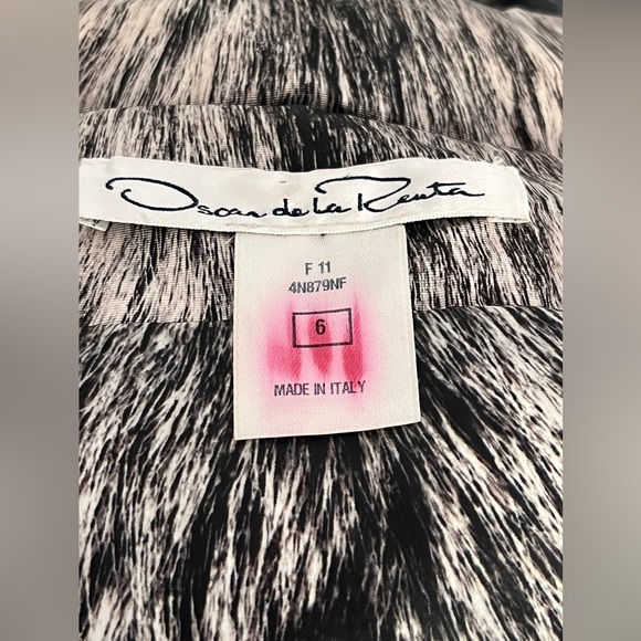 Oscar De La Renta Puffer Coat Silk Gray Fur Print 2011 Collection Women Sz 6 - Picture 7 of 15